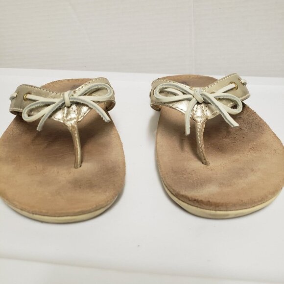 Michael Michael Kors sz 7.5 gold thong Sandals leather support - Picture 2 of 12